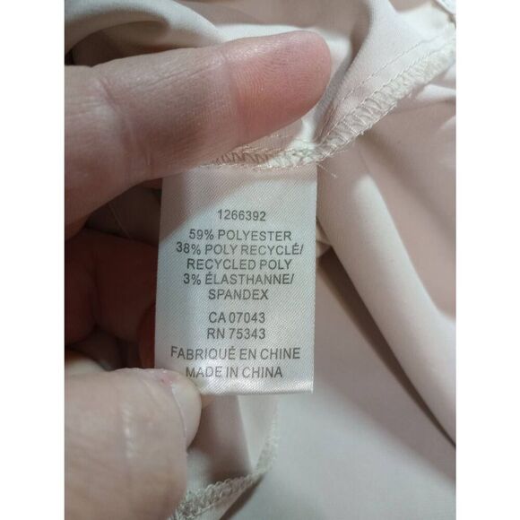 Rachel Rachel Roy Shirt Ladies Medium Cream Button Front Short Sleeve Satin Ligh - Picture 5 of 6